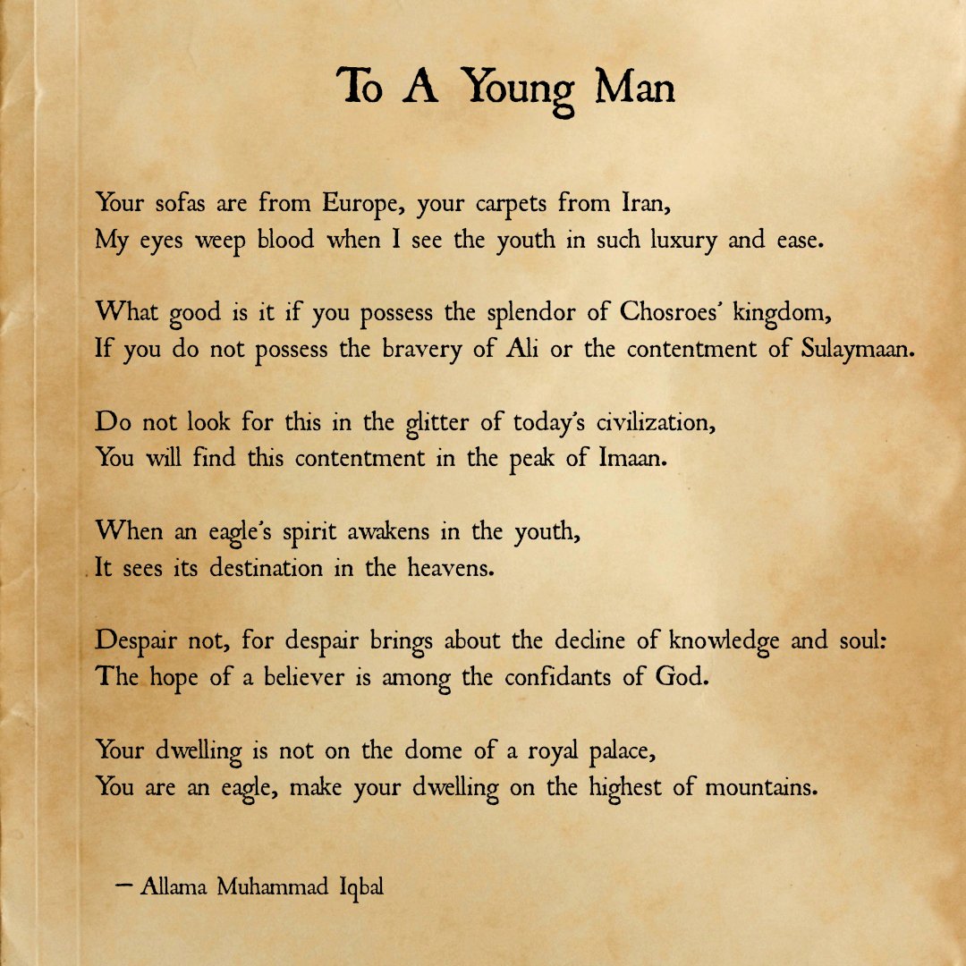 Allama Iqbal,Allama,Iqbal,Allama Muhammad Iqbal,Pakistan,Poet,Poetry,Thinker,To a young man by Allama Iqbal,Allama Iqbal To Young Man,Iqbal Poetry In English,Poetry in English,Allama Iqbal Poetry Translation In English