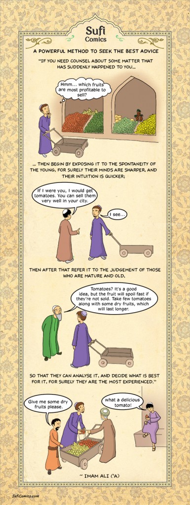 How To Seek The Best Advice,sufi comics,comics,islami comics,islamic comics,islamic teachings,islamic saying,saying of imam, saying of imam ali,saying of hazrat ali,How to Seek the Best Advice,Best Advice,Advice,