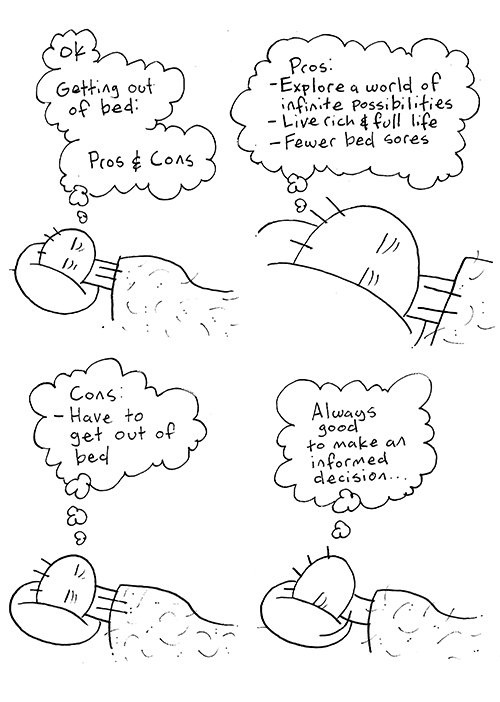 Getting Out Of Bed Pros & Cons,Sleeping,Sleep,Comic,Funnny,Funny Comic,Sleeping Comic,Wake Up,Wakeup,