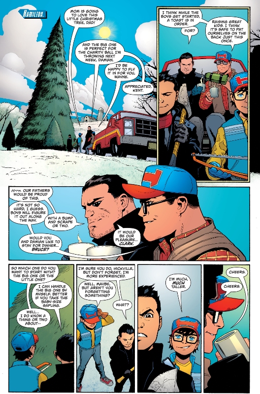 the kents and the waynes bonding together,the kents and the waynes bonding,the batman and the superman bonding together,the superman and the batman bonding together,superman and batman,superman and batman bonding together,superman and batman on vacation together,superman and batman christmas,superman and batman christmas tree,batman and superman christmas