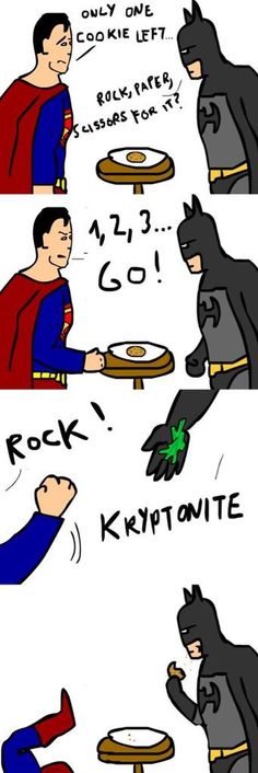 Rock Paper Kryptonite,Rock Paper scissor,superman batman,batman,justice league,superman,Batman comic,comic,dc comic