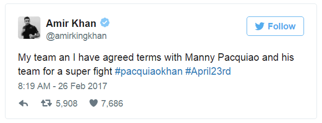 Amir Khan To Fight Manny Pacquiao On 23rd April 2017,Amir Khan,Manny Pacquiao, On 23rd April 2017,Boxing match,Amir Khan boxer, Manny Pacquiao boxer,Pacquiao boxer,Khan 30, #pacquiaokhan, #April23rd,